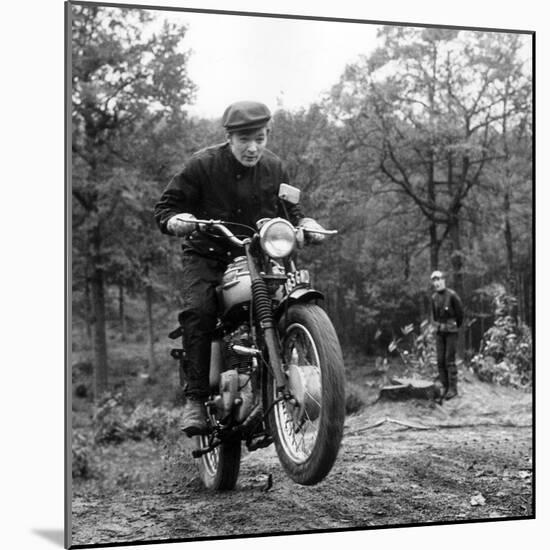 French Singer Ricet Barrier (Maurice-Pierre Barrier) on a Moto April 1965-null-Mounted Photo