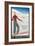 French Ski Poster with Woman Skier-null-Framed Art Print