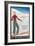 French Ski Poster with Woman Skier-null-Framed Art Print