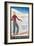 French Ski Poster with Woman Skier-null-Framed Art Print