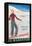 French Ski Poster with Woman Skier-null-Framed Stretched Canvas