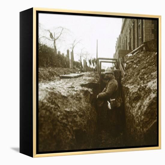 French soldier in trenches, c1914-c1918-Unknown-Framed Stretched Canvas