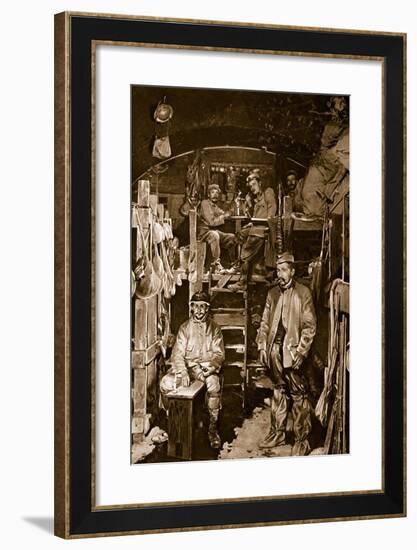 French Soldiers in the Sleeping Cabin of a Bomb-Proof Casement in Recaptured Vaux Fort-null-Framed Giclee Print