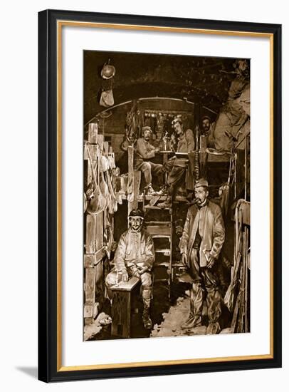 French Soldiers in the Sleeping Cabin of a Bomb-Proof Casement in Recaptured Vaux Fort-null-Framed Giclee Print