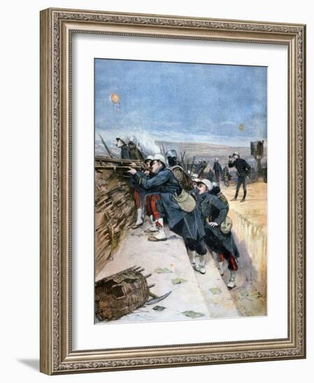 French Soldiers on Trench Warfare Manoeuvres, 1894-Lionel Noel Royer-Framed Giclee Print