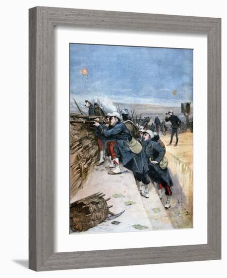 French Soldiers on Trench Warfare Manoeuvres, 1894-Lionel Noel Royer-Framed Giclee Print
