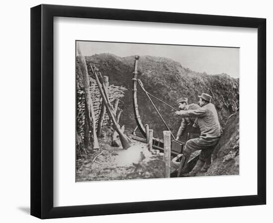 French Soldiers Using a Catapult for Flinging Bombs During World War One-null-Framed Giclee Print