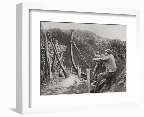 French Soldiers Using a Catapult for Flinging Bombs During World War One-null-Framed Giclee Print