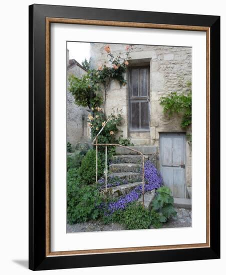 French Staircase with Flowers-Marilyn Dunlap-Framed Art Print