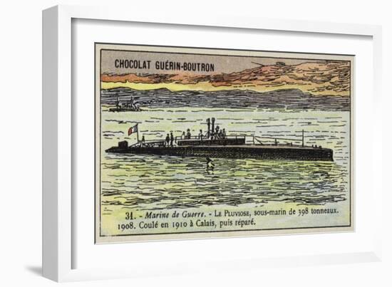 French Submarine Pluviose, 1908-null-Framed Giclee Print