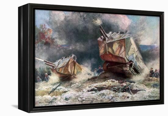 French Tank Assault, July 1918-Francois Flameng-Framed Premier Image Canvas