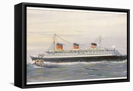 French Transatlantic Liner-Albert Sebille-Framed Premier Image Canvas