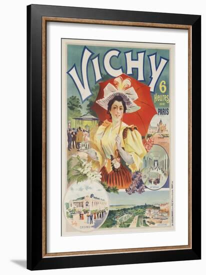 French Travel Poster Vichy France, 6 Hours from Paris-null-Framed Giclee Print