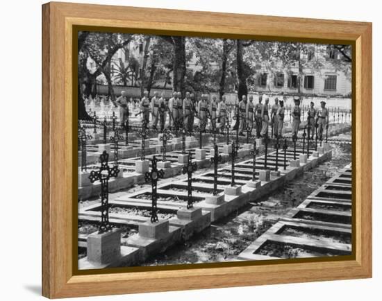French Troops Paying Last Respects to Fallen Comrades Prior to Leaving City-null-Framed Premier Image Canvas