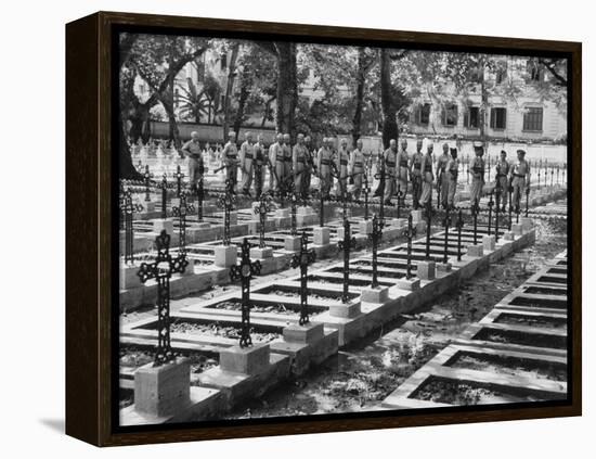 French Troops Paying Last Respects to Fallen Comrades Prior to Leaving City-null-Framed Premier Image Canvas