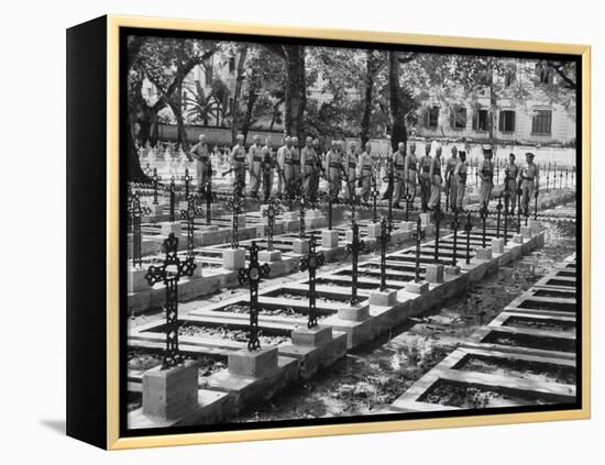 French Troops Paying Last Respects to Fallen Comrades Prior to Leaving City-null-Framed Premier Image Canvas