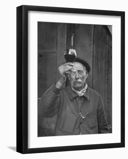 French Vintner Showing the Proper Wine Tasting Technique-Thomas D^ Mcavoy-Framed Photographic Print