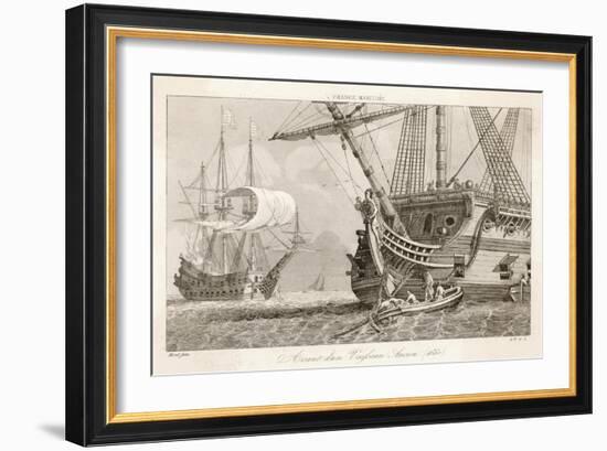 French Warships at Anchor-Morel-Framed Art Print