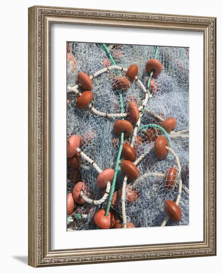 French West Indies, Guadaloupe, Marie-Galante Island, GRAND-BOURG: Fishing Nets, Grand Bourg Harbor-Walter Bibikow-Framed Photographic Print