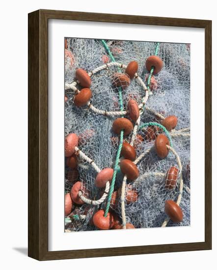 French West Indies, Guadaloupe, Marie-Galante Island, GRAND-BOURG: Fishing Nets, Grand Bourg Harbor-Walter Bibikow-Framed Photographic Print