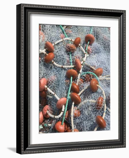 French West Indies, Guadaloupe, Marie-Galante Island, GRAND-BOURG: Fishing Nets, Grand Bourg Harbor-Walter Bibikow-Framed Photographic Print