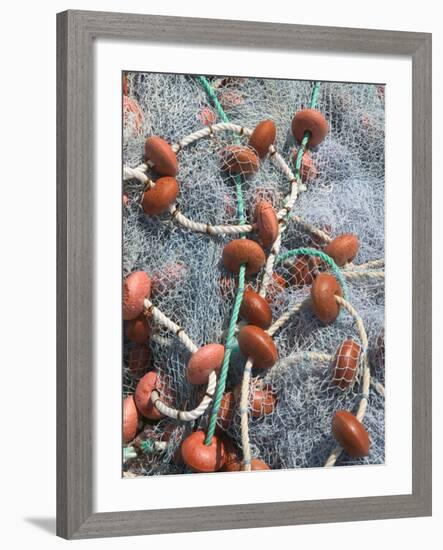 French West Indies, Guadaloupe, Marie-Galante Island, GRAND-BOURG: Fishing Nets, Grand Bourg Harbor-Walter Bibikow-Framed Photographic Print