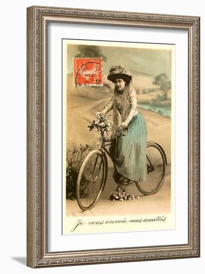 French Woman with Bicycle-null-Framed Art Print