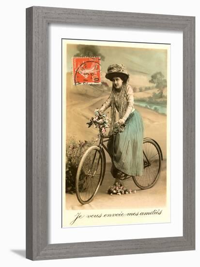 French Woman with Bicycle-null-Framed Art Print