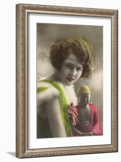 French Woman with Buddha Statue-null-Framed Art Print