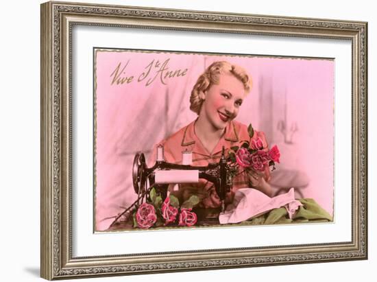 French Woman with Sewing Machine-null-Framed Art Print