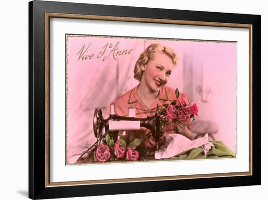 French Woman with Sewing Machine-null-Framed Art Print