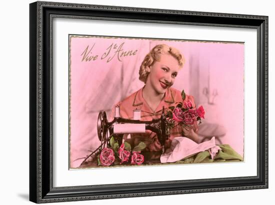 French Woman with Sewing Machine-null-Framed Art Print
