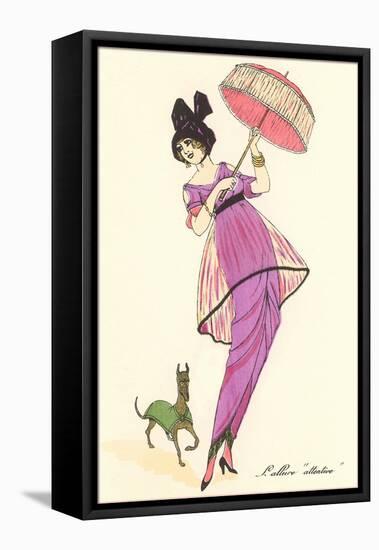 French Women's Art Deco Fashion, Dog-Found Image Press-Framed Premier Image Canvas