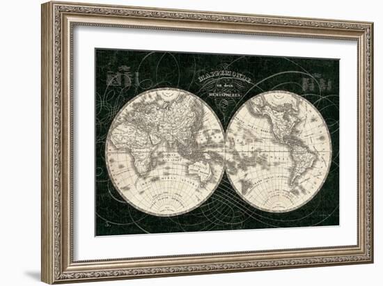 French World Map I Black and White-Sue Schlabach-Framed Art Print