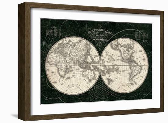 French World Map I Black and White-Sue Schlabach-Framed Art Print