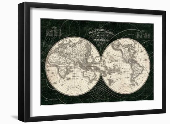 French World Map I Black and White-Sue Schlabach-Framed Art Print