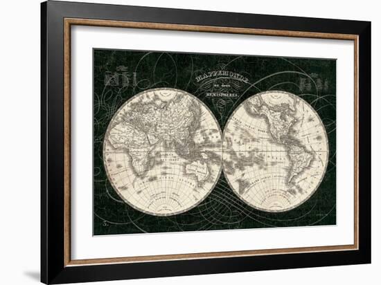 French World Map I Black and White-Sue Schlabach-Framed Art Print