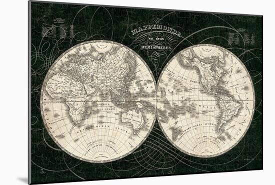 French World Map I Black and White-Sue Schlabach-Mounted Art Print