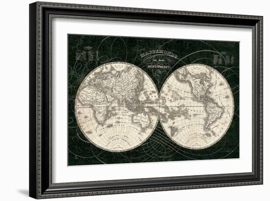 French World Map I Black and White-Sue Schlabach-Framed Art Print