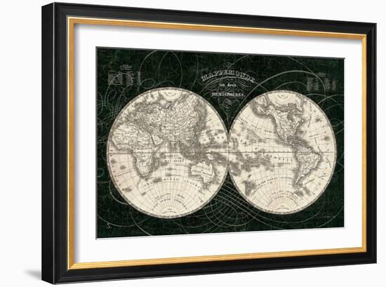 French World Map I Black and White-Sue Schlabach-Framed Art Print