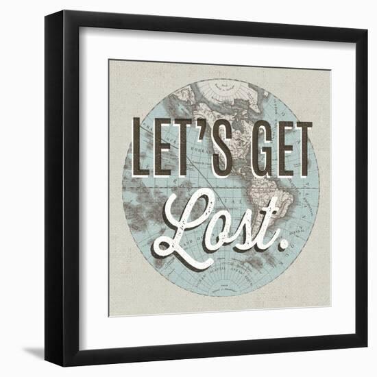 French World Map Inspiration Lets Get Lost-Wild Apple Portfolio-Framed Art Print