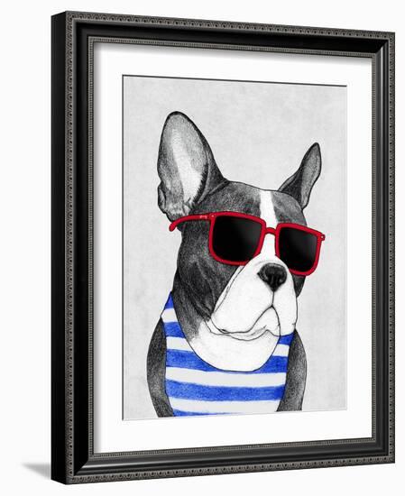 Frenchie Summer Style-Barruf-Framed Art Print