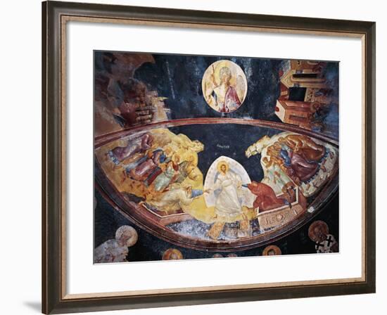 Fresco Depicting Anastasis Christ Raising Adam and Eve from their Tombs-null-Framed Giclee Print