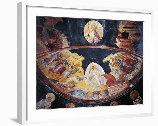 Fresco Depicting Anastasis Christ Raising Adam and Eve from their Tombs-null-Framed Giclee Print