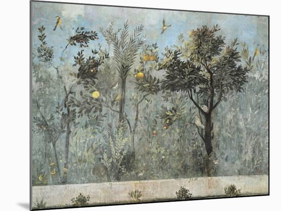 Fresco Depicting Garden with Fruit Trees and Birds, from Rome, Triclinium of House of Livia-null-Mounted Giclee Print