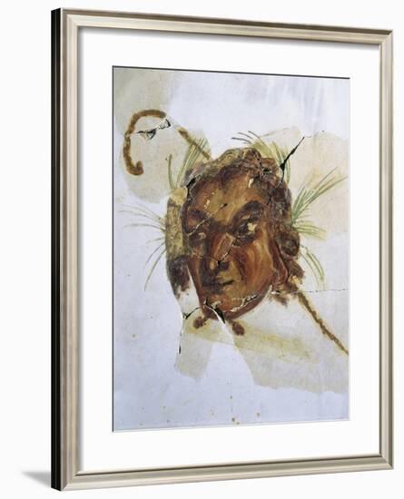 Fresco Depicting Head of God Pan from Acholla, Tunisia A.D.-null-Framed Giclee Print