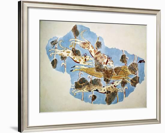 Fresco Depicting Hunting Scene, from Tiryns, Greece-null-Framed Giclee Print