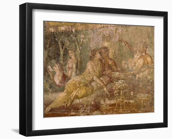 Fresco Depicting Triclinium Scene, from Pompei, Italy-null-Framed Giclee Print