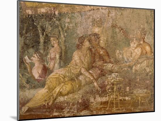 Fresco Depicting Triclinium Scene, from Pompei, Italy-null-Mounted Giclee Print