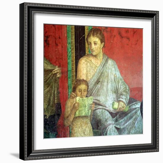 Fresco Detail, Young Girl Reading, 1st Century BC-null-Framed Giclee Print